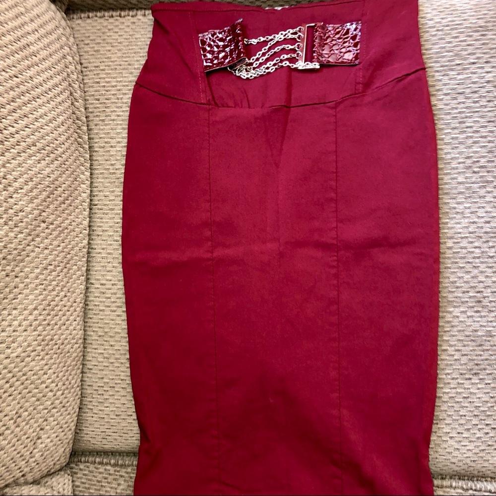 Burgundy Classy Above The Knee Skirt